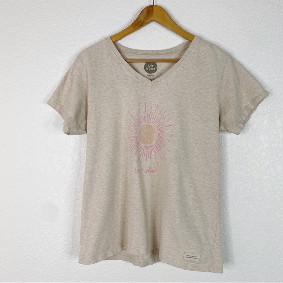 Life Is Good Tops - Life Is Good Tan & Pink Let It Shine Graphic Short Sleeve Tee